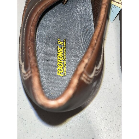 Eva-Tech Shoes Men 12 EEEE Footonic II Slip On Brown Leather Hook & Loop Comfort - Picture 9 of 10